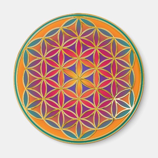 Blume des Lebens - Button Style 03 Magnet (Vorne)