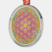 Blume des Lebens - Button Style 03 Silbernes Ornament (Links)