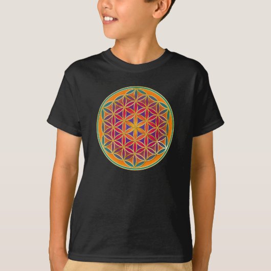 Blume des Lebens - Button Style 03 T-Shirt (Vorderseite)