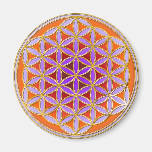 Blume des Lebens - Button Style 04 Magnet (Vorne)