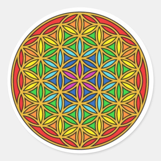 Blume des Lebens Chakra1 Runder Aufkleber (Vorderseite)