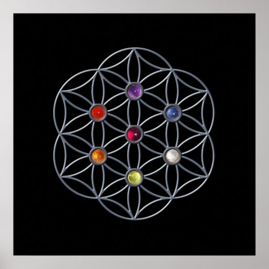Blume des Lebens Chakra Gemstone Poster (Vorne)