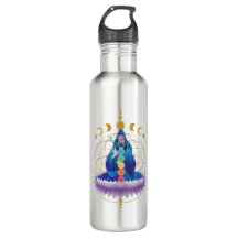 Blume des Lebens, Chakra, Göttin v2 Wasserflasche