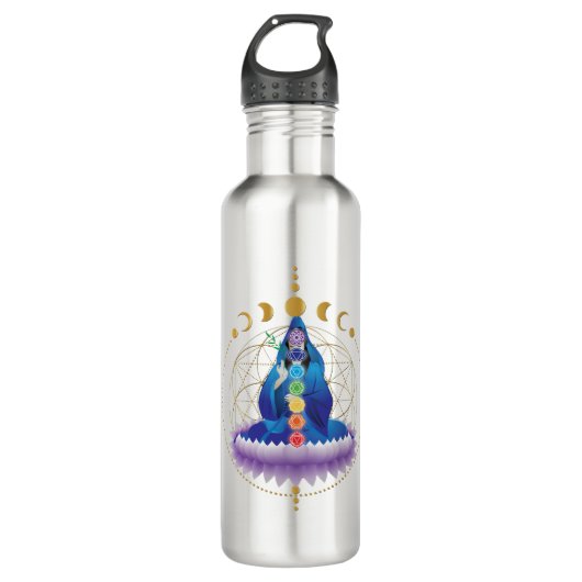Blume des Lebens, Chakra, Göttin v2 Wasserflasche Edelstahlflasche (Vorderseite)