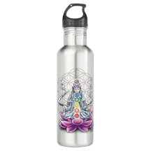 Blume des Lebens, Chakra, Göttin-Wasserflasche