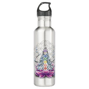 Blume des Lebens, Chakra, Göttin-Wasserflasche Edelstahlflasche