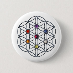 Blume des Lebens Chakras Gemstone Button