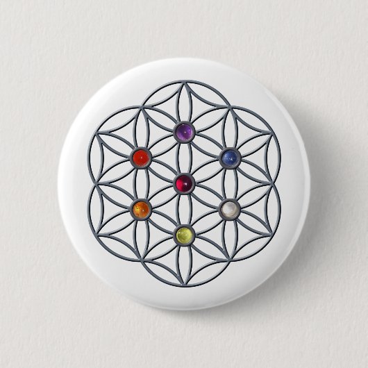 Blume des Lebens Chakras Gemstone Button (Vorderseite)