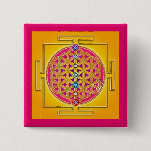 BLUME DES LEBENS - Chakras Yantra Button (Vorderseite)