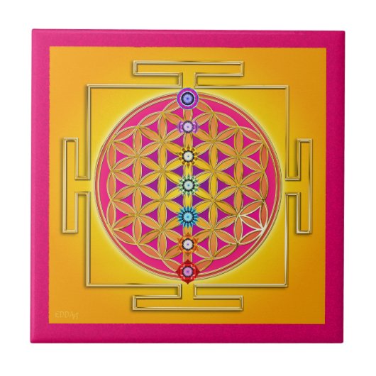 BLUME DES LEBENS - Chakras Yantra Fliese (Vorderseite)