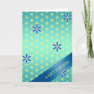 BLUME DES LEBENS - cyan gelbes Muster Karte
