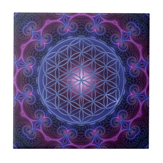 BLUME des Lebens/des Lebens des Lebens Mandala II Fliese (Vorderseite)