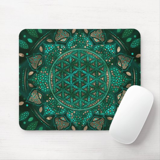 Blume des Lebens Dot Art Malachitgold Mousepad (Mit Mouse)