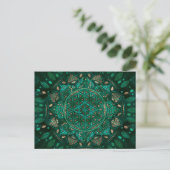 Blume des Lebens Dot Art Malachitgold Postkarte (Stehend Vorderseite)