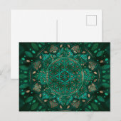 Blume des Lebens Dot Art Malachitgold Postkarte (Vorne/Hinten)