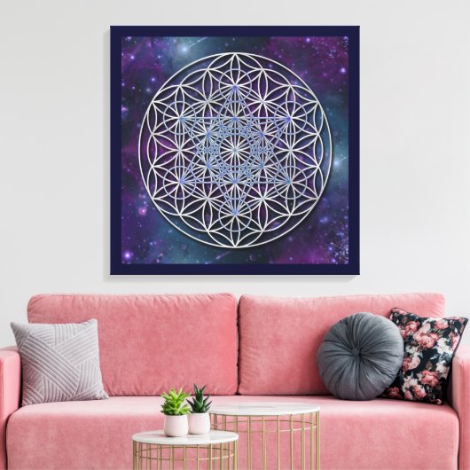 BLUME DES LEBENS - Erzengel Metatron Cube Leinwanddruck (Insitu (Wohnzimmer))