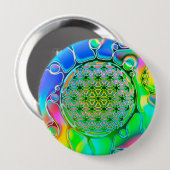 Blume des Lebens - farbenfroh 1 Button (Vorne & Hinten)
