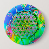 Blume des Lebens - farbenfroh 1 Button (Vorderseite)