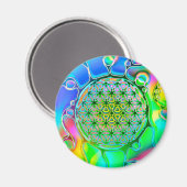 Blume des Lebens - farbenfroh 1 Magnet (Vorderseite/Rückseite)