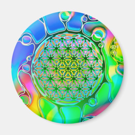 Blume des Lebens - farbenfroh 1 Magnet (Vorne)