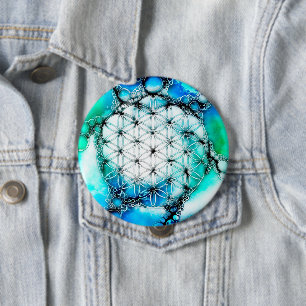 Blume des Lebens - farbenfroh 2 Button