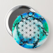 Blume des Lebens - farbenfroh 2 Button (Vorne & Hinten)