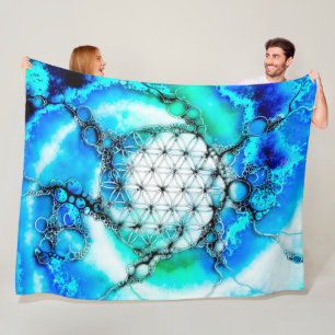 Blume des Lebens - farbenfroh 2 Fleecedecke
