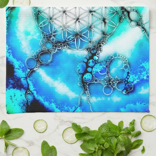 Blume des Lebens - farbenfroh 2 Geschirrtuch (Gefaltet)