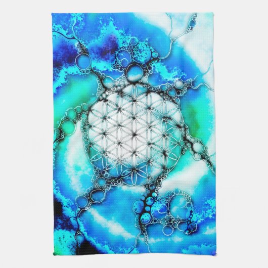 Blume des Lebens - farbenfroh 2 Geschirrtuch (Vertikal)