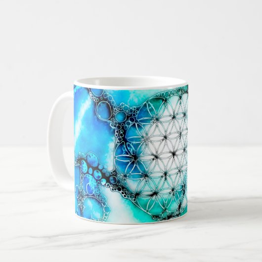 Blume des Lebens - farbenfroh 2 Kaffeetasse (Vorderseite Links)