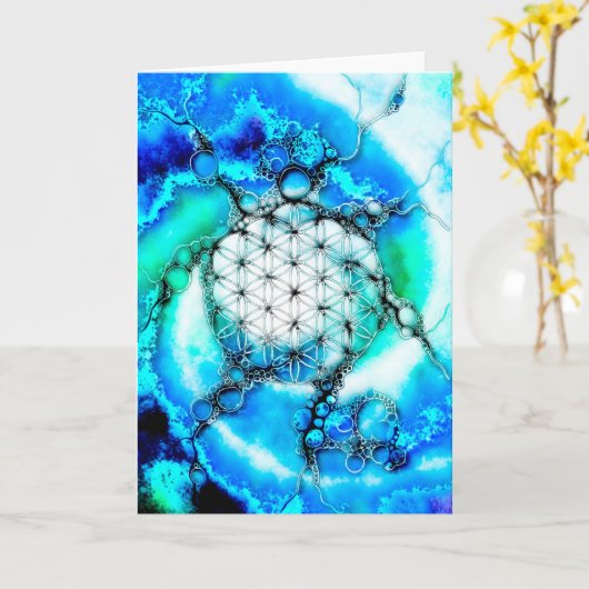 Blume des Lebens - farbenfroh 2 Karte (Gelbe Blume)