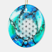 Blume des Lebens - farbenfroh 2 Keramik Ornament (Links)