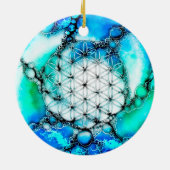 Blume des Lebens - farbenfroh 2 Keramik Ornament (Hinten)