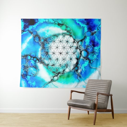 Blume des Lebens - farbenfroh 2 Wandteppich (Beispiel (Horizontal))