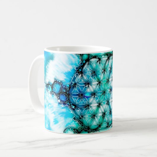 Blume des Lebens - farbenfroh 3 Kaffeetasse (Vorderseite Links)