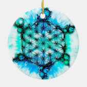 Blume des Lebens - farbenfroh 3 Keramik Ornament (Hinten)