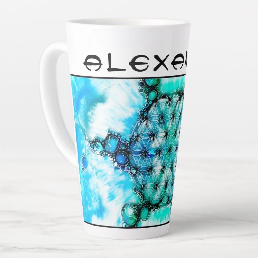 Blume des Lebens - farbenfroh 3 Milchtasse (Linke Ecke)