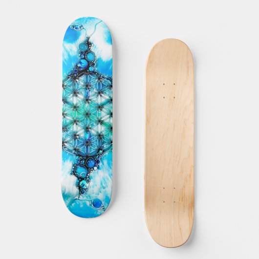 Blume des Lebens - farbenfroh 3 Skateboard (Vorderseite)