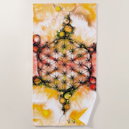 Blume des Lebens - farbenfroh 4 Strandtuch (Vorderseite)