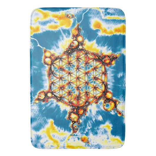 Blume des Lebens - farbenfroh 5 Badematte (Vorderseite Vertikal)