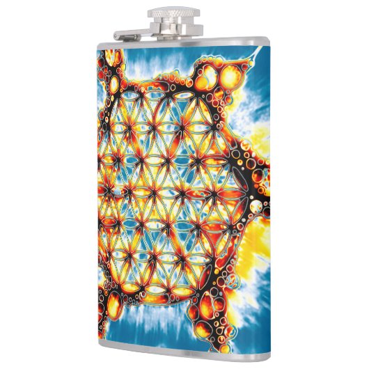 Blume des Lebens - farbenfroh 5 Flachmann (Links)