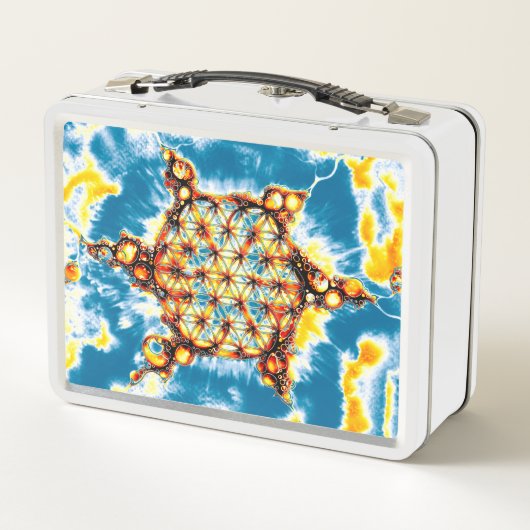 Blume des Lebens - farbenfroh 5 Metall Brotdose (Rückseite)