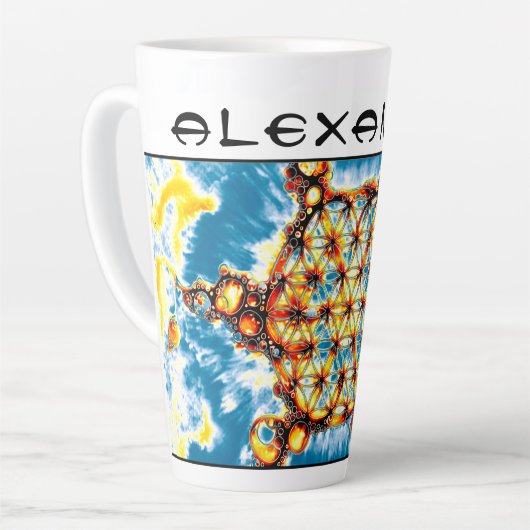 Blume des Lebens - farbenfroh 5 Milchtasse (Linke Ecke)