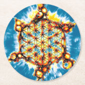 Blume des Lebens - farbenfroh 5 Runder Pappuntersetzer (Vorderseite)
