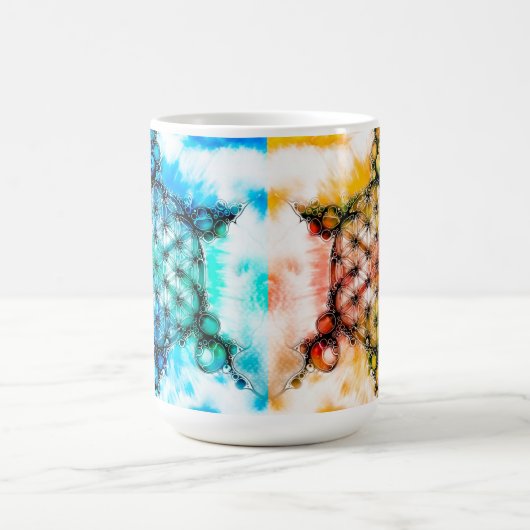 Blume des Lebens - Farblich 3 + 4 Kaffeetasse (Mittel)