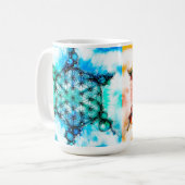 Blume des Lebens - Farblich 3 + 4 Kaffeetasse (Vorderseite Links)