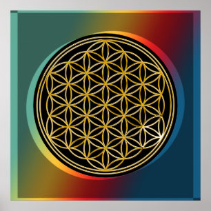 Blume des Lebens / Flower Of Life - gold Poster