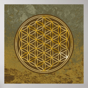 Blume des Lebens / Flower Of Life - gold Poster