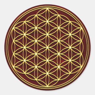 Blume des Lebens -Flower of life - Gold Runder Aufkleber