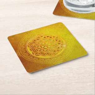 Blume des Lebens / Flower Of Life - Ornament VII Rechteckiger Pappuntersetzer